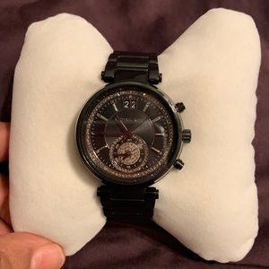 Michael Kors Black Mk Sawyer "Special Edition" Black-tone Glitz Watch